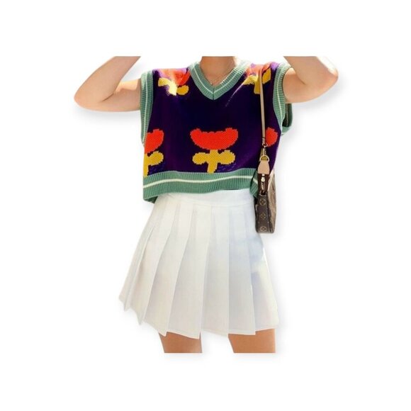 Classic White Pleated Mini Skirt Skort size XXL tennis prep summer vacation - Picture 1 of 11